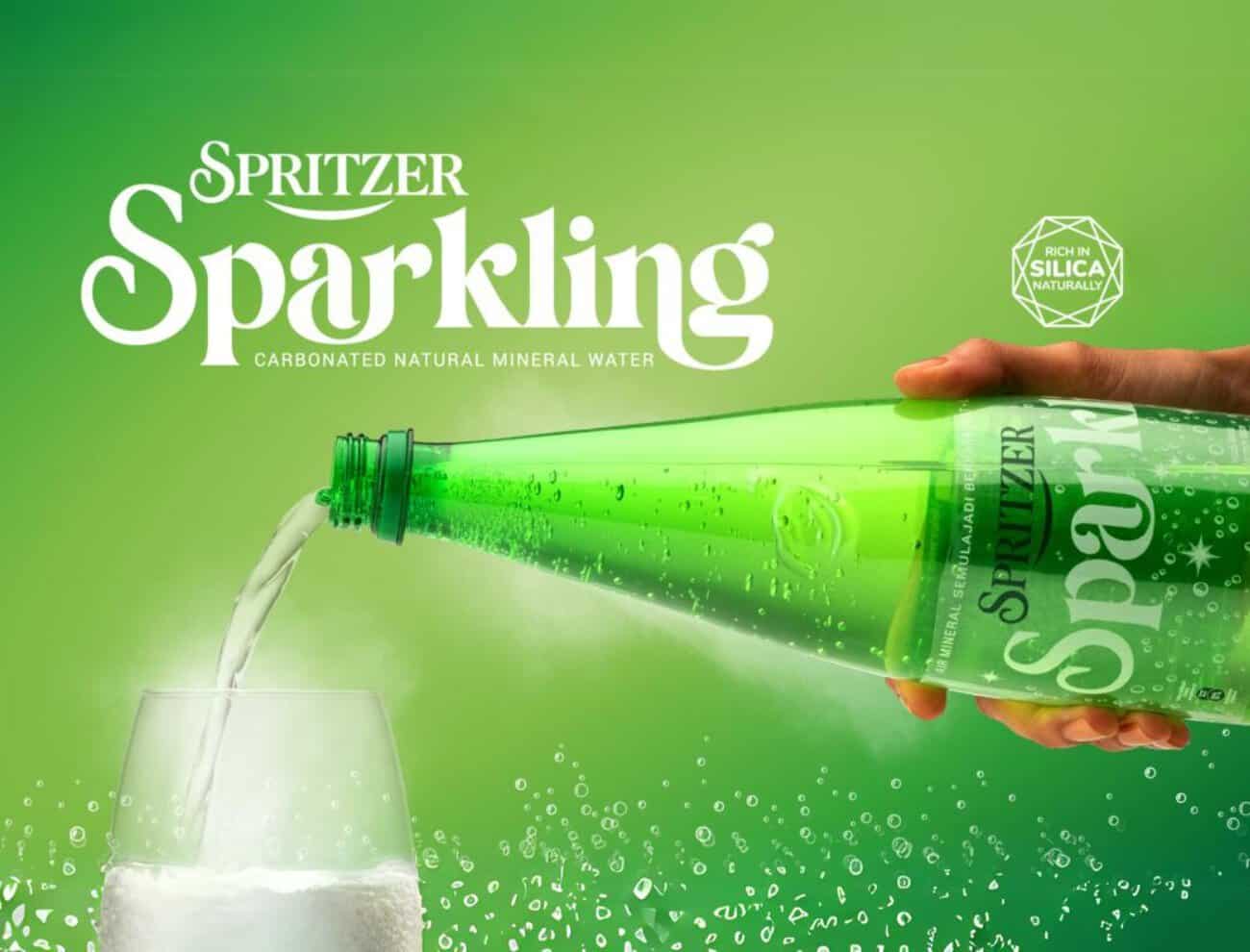 spritzer sparkling natural mineral water bottle with silica